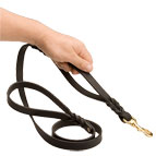 Leather Dog Leash With Extra Handle